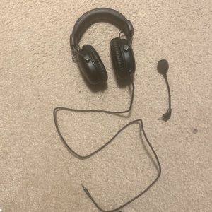 Hyper X gaming headset. Great sound quality and and detachable mic